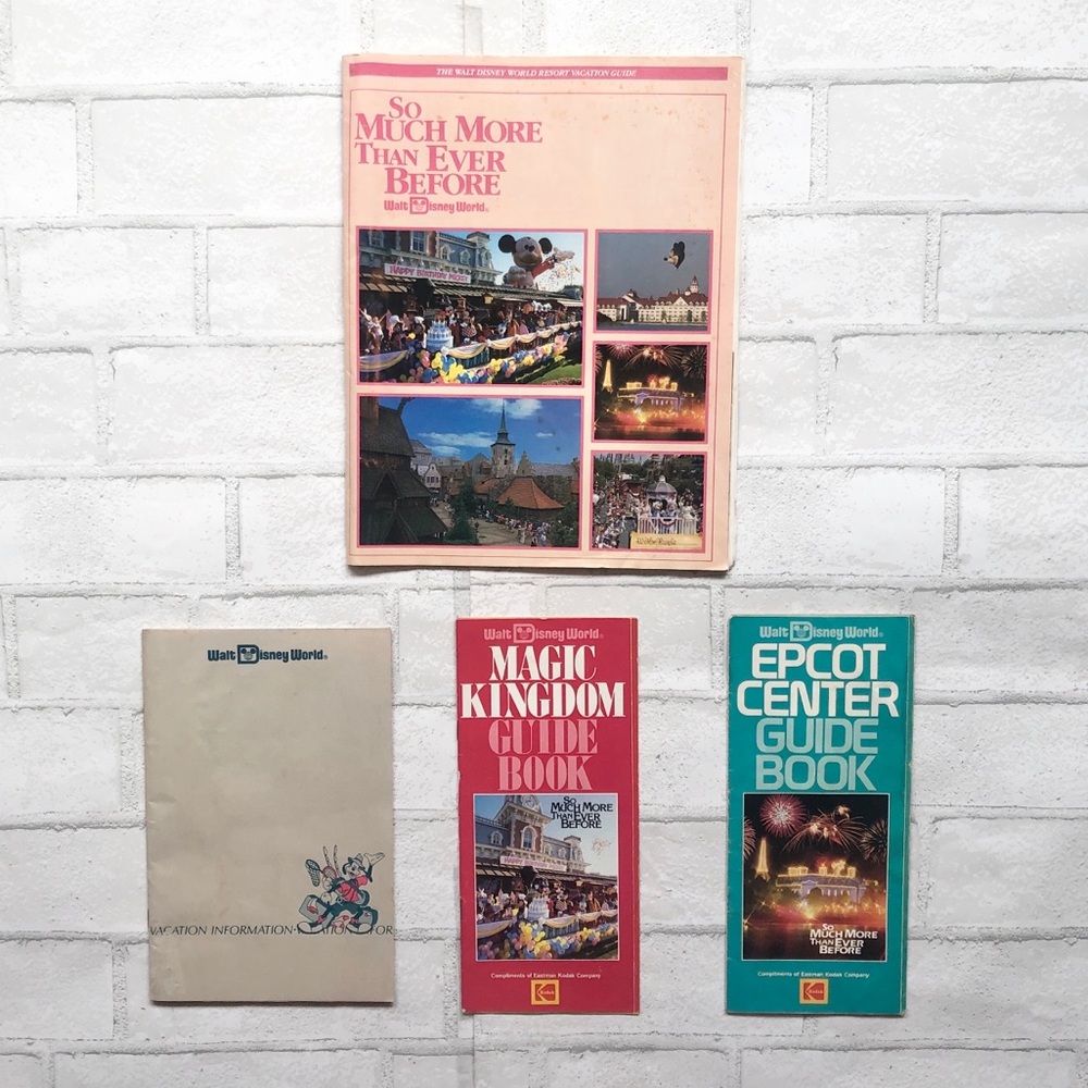 Vintage Walt Disney World Brochure Lot 1980s Magic Kingdom EPCOT Center Map